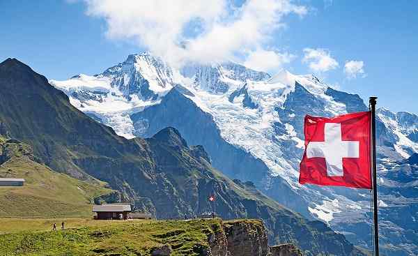 AU-SCHWEIZ Swiss flag Alps