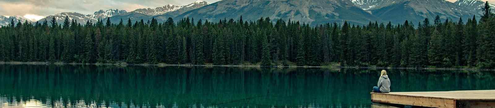 BUS-ERL-WCAD Enjoying the beautiful landscape by Annette Lake in Jasper National Park  Canadashutterstock 530657062