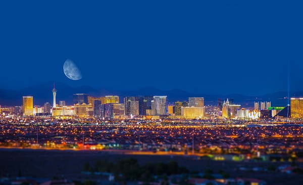 BUS-QUER-USA Las Vegas Strip and the Moon  Las Vegas Panorama at Night  Nevada  United States 221463787