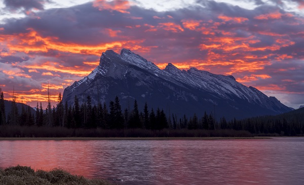BUS-WAN-L-L Banff Sunrise - a dramatic sunrise behind Mount Rundle as captured from the Vermilion Lakes just outside Banff Alberta  shutterstock 516484843