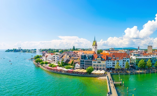 Bodensee Panorama view of a marina of the german city Friedrichshafen shutterstock 542184157