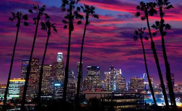 HARLEY-PANAMERICANA-SEA-LA Los Angeles Downtown sunset 155452709