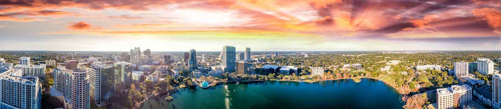 KIDS-FL-SLIDER Panoramic aerial view of Lake Eola and surrounding buildings  Orlando 736272670