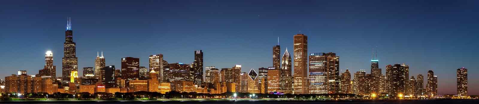 KL-USA-CAD-CHICAGO-NY -Chicago downtown city skyline at night and Michigan lake shore 106951187