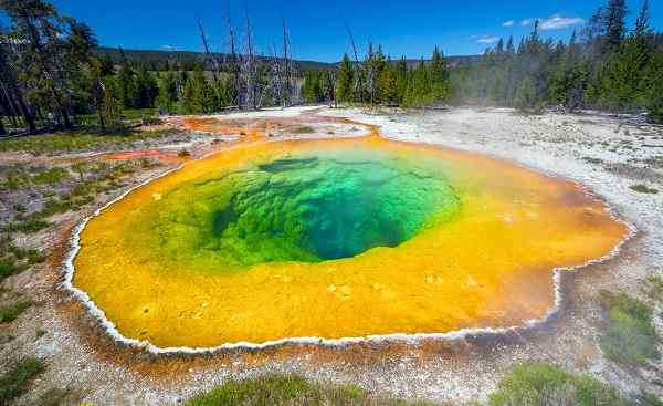 MOTORRAD-CAN-YEL Morning Glory Pool in Yellowstone National Park of Wyoming  USA