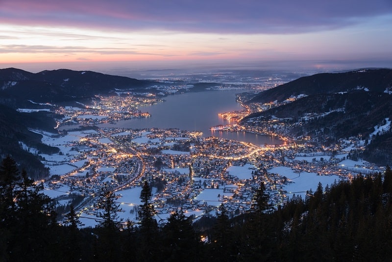 Lake Tegernsee after sunset photographed from mount Wallberg, Bavaria, Germany_shutterstock_257200972.jpg